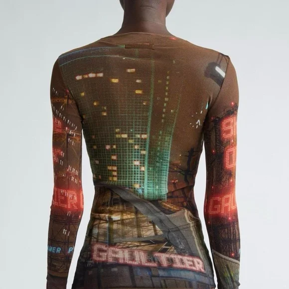 Jean Paul Gaultier Brown and Red Cityscape Blouse - Picture 3 of 3